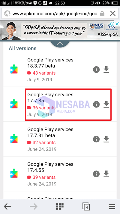 Google Play सेवा का चयन करें