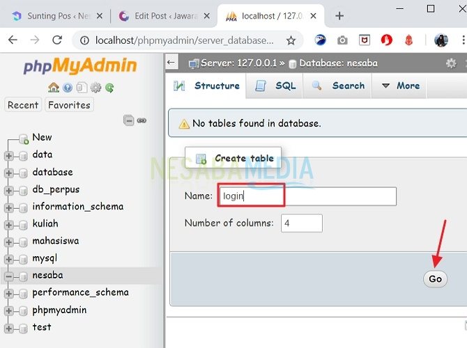 cum se creează o bază de date mysql în phpmyadmin