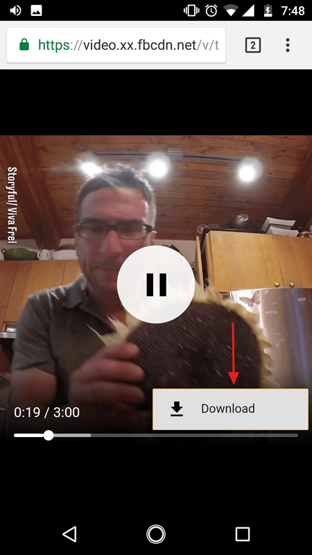 Video lejupielāde Facebook vietnē Android