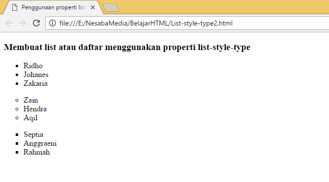 как да направите списък в html