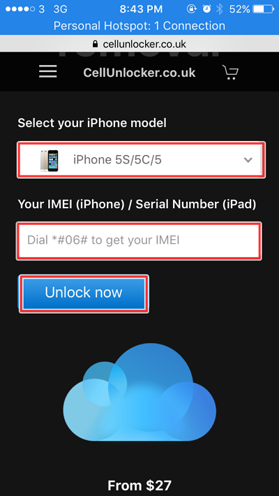 įveskite modelį ir imei