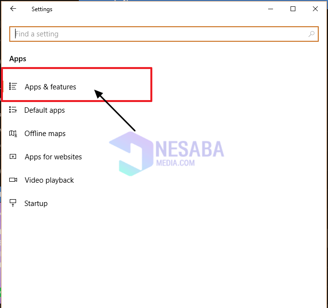 Selecione o menu de aplicativos e recursos