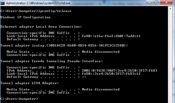 ipconfig-release-komento