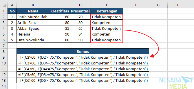 IF Excel formula - dubultā, ja 1. funkcija