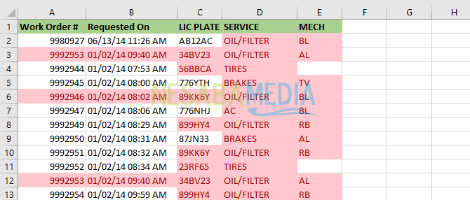 Odebrat duplicitní Excel 2