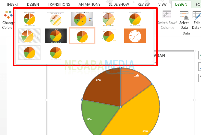 Selecione um estilo no Tipo de gráfico