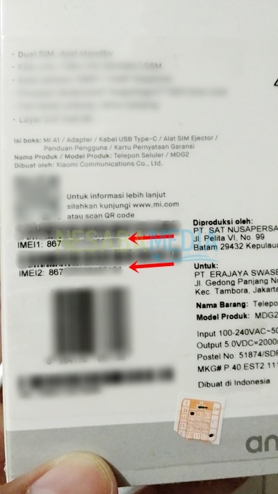 imei auf box