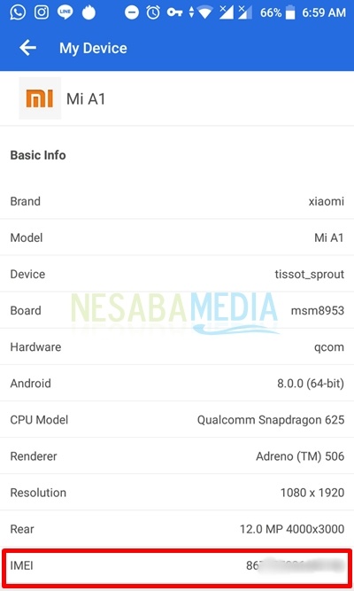 คุณสามารถเห็น imei ของคุณ