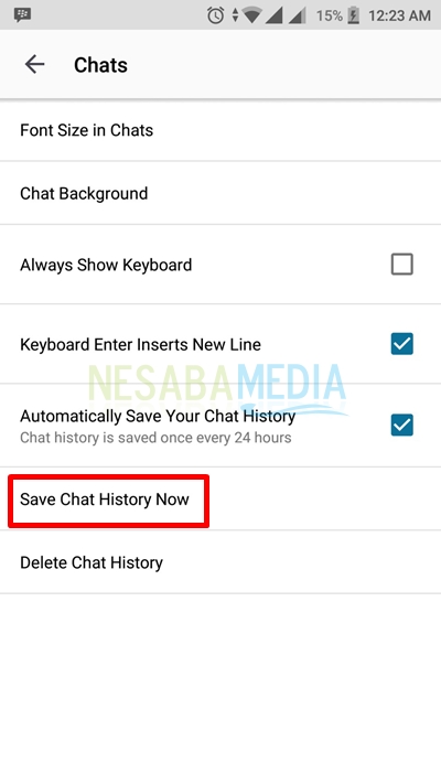 como fazer backup do chat do BBM para enviar e-mail automaticamente