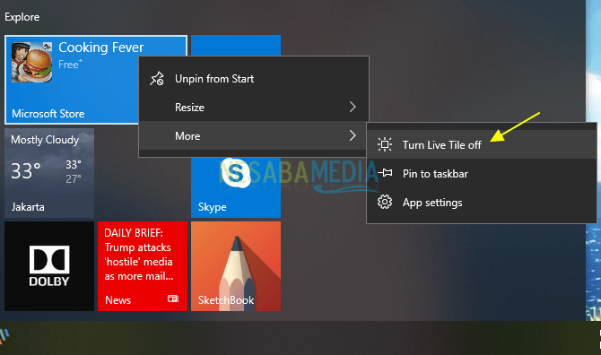 Stäng av Live Tile 