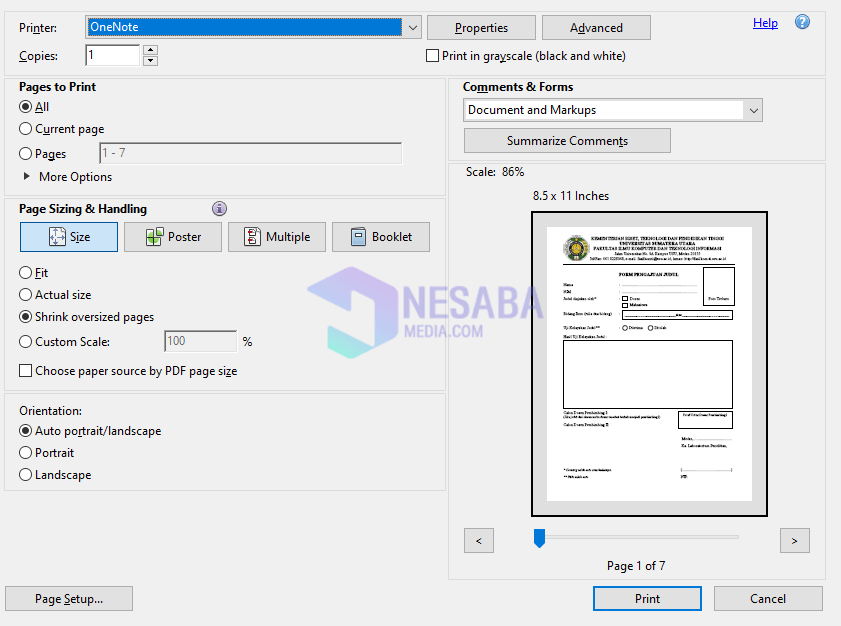 ouvrir le menu d'impression en pdf