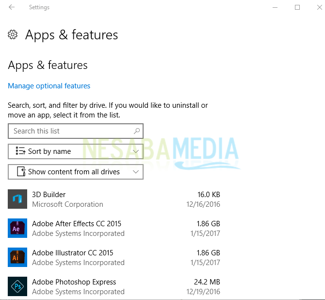 Vælg det program eller det program, du vil afinstallere