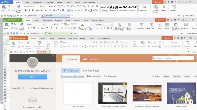 Aplicativo de processamento de texto WPS Office